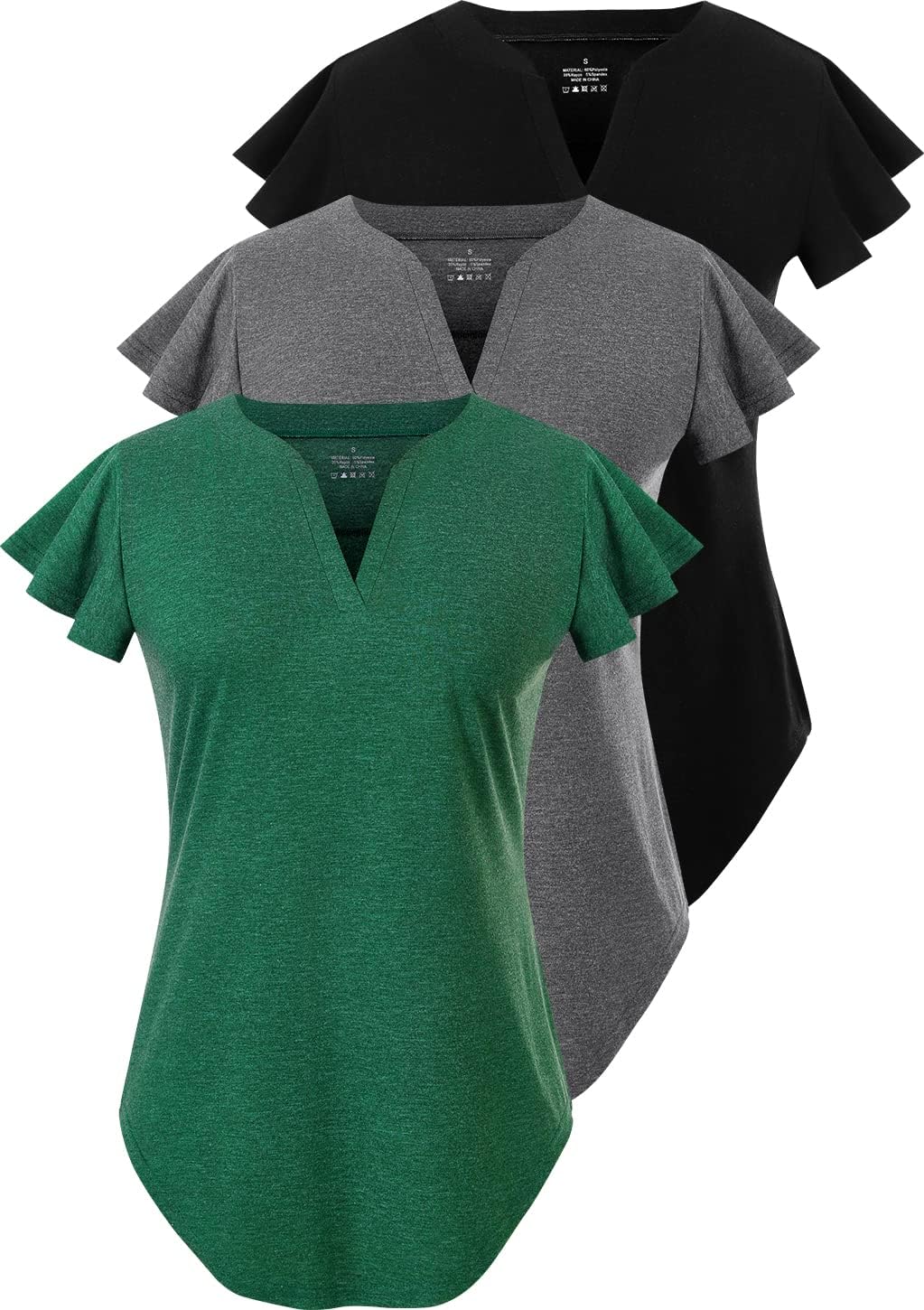 Star Vibe Womens Summer Dressy Casual Peplum Tops V Neck Slim fit T Shirts for Women Trendy Work Blouses 3 Pack