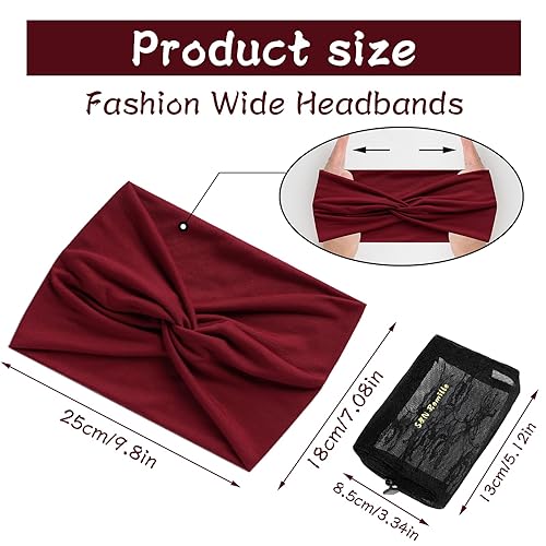 Miniatura 3 de S&N Remille Diademas anchas bohemias para mujer, diadema tipo turbante extra grande, diadema para el cabello, accesorios de nudo trenzado, paquete
