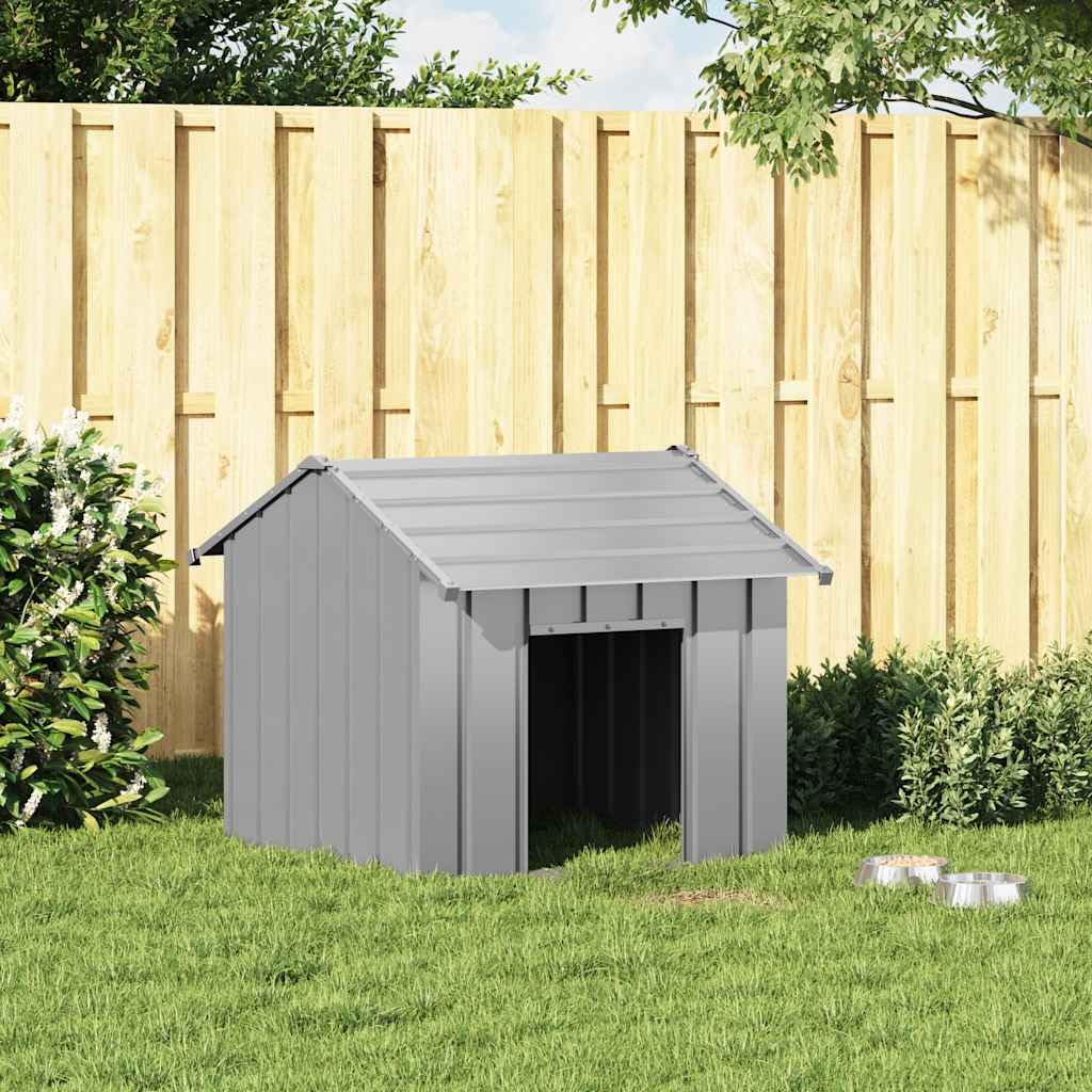 Caseta para perros con techo de acero galvanizado, 85 x 107 x 81 cm, construcción robusta para perros, entrada práctica, diseño sin fondo para facilitar la limpieza y drenaje, versátil