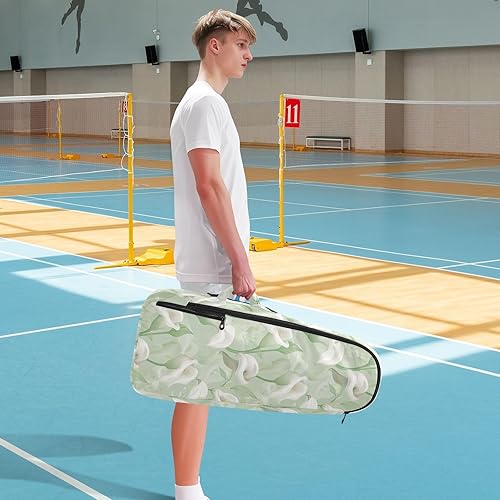Miniatura 8 de Mochila de tenis para bádminton, linda y resistente, diseño de lirio de cala, colores pastel, verde menta, bolsa de bádminton deportiva para mujeres