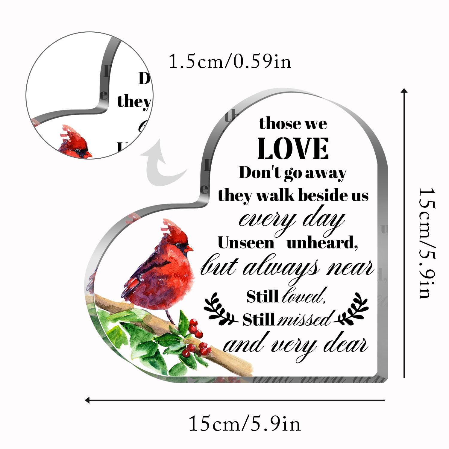 Trauer Herz Aus Acryl - Gedenkgeschenk Für Verstorbene Angehörige