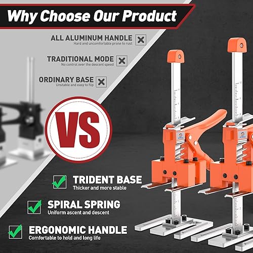 Miniatura 4 de Paquete de 2 Mangos de Gato Ahorrador de Trabajo, Gato de Construcción, Localizador de Azulejos de Pared, Dispositivo de Elevación de Ajuste de