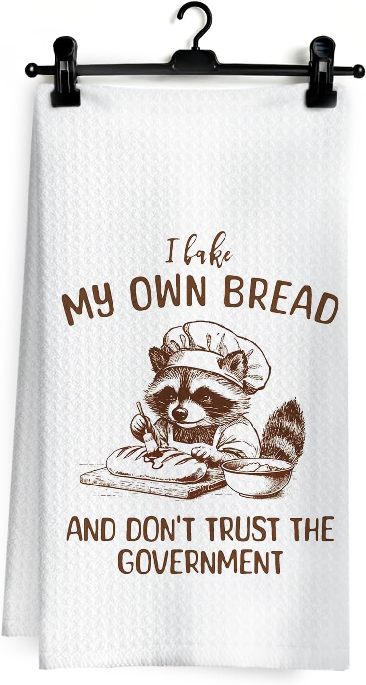 Sarcastic Raccoon Baking Kitchen Dish Towels, Gifts for Bread Bakers Baking Lovers, Funny Raccoon Gifts Hand Tea Towels for Bakery Kitchen Decor, 16x24 Inch