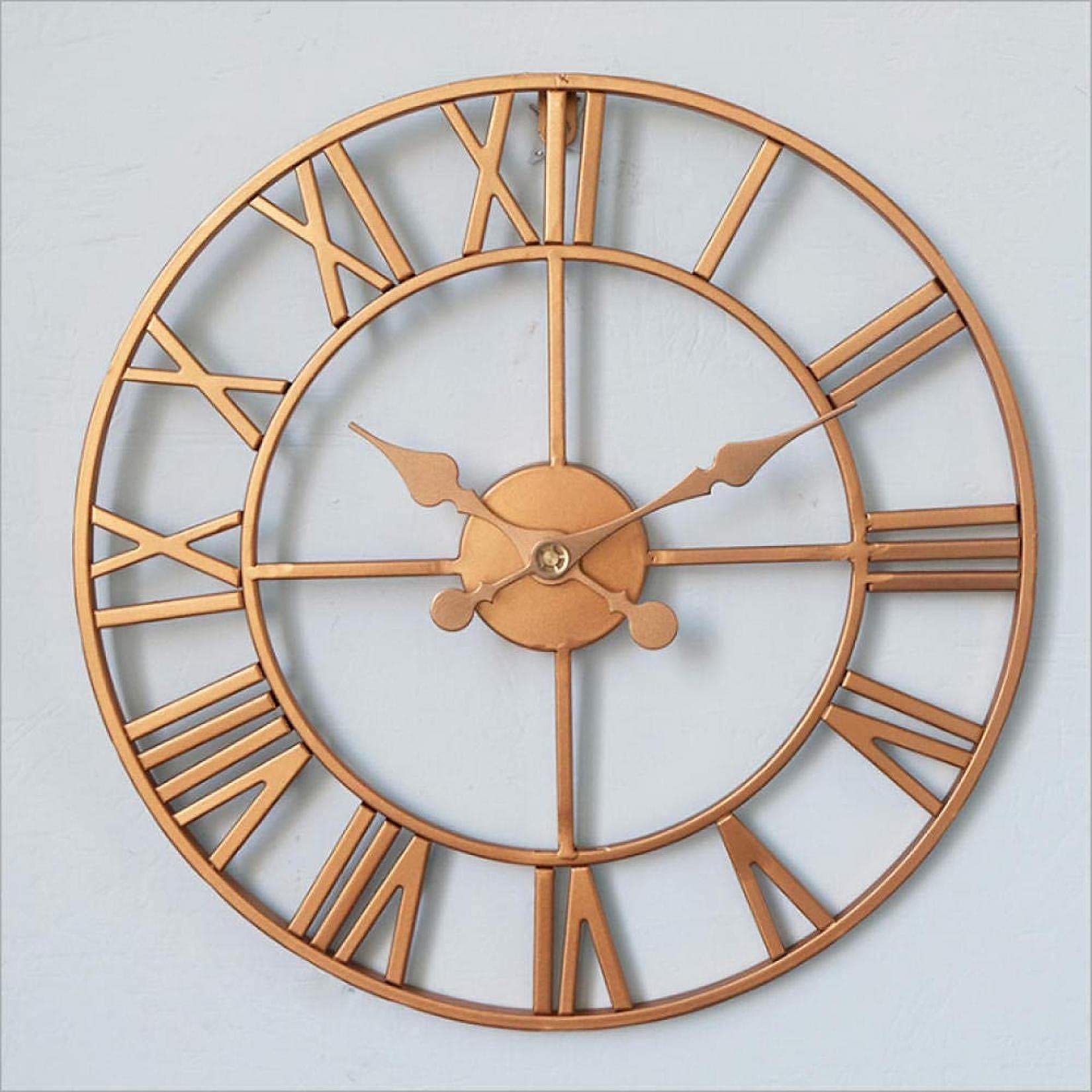 Grande horloge murale de jardin extérieur en fer or rose 16 pouces pour sublimer votre terrasse
