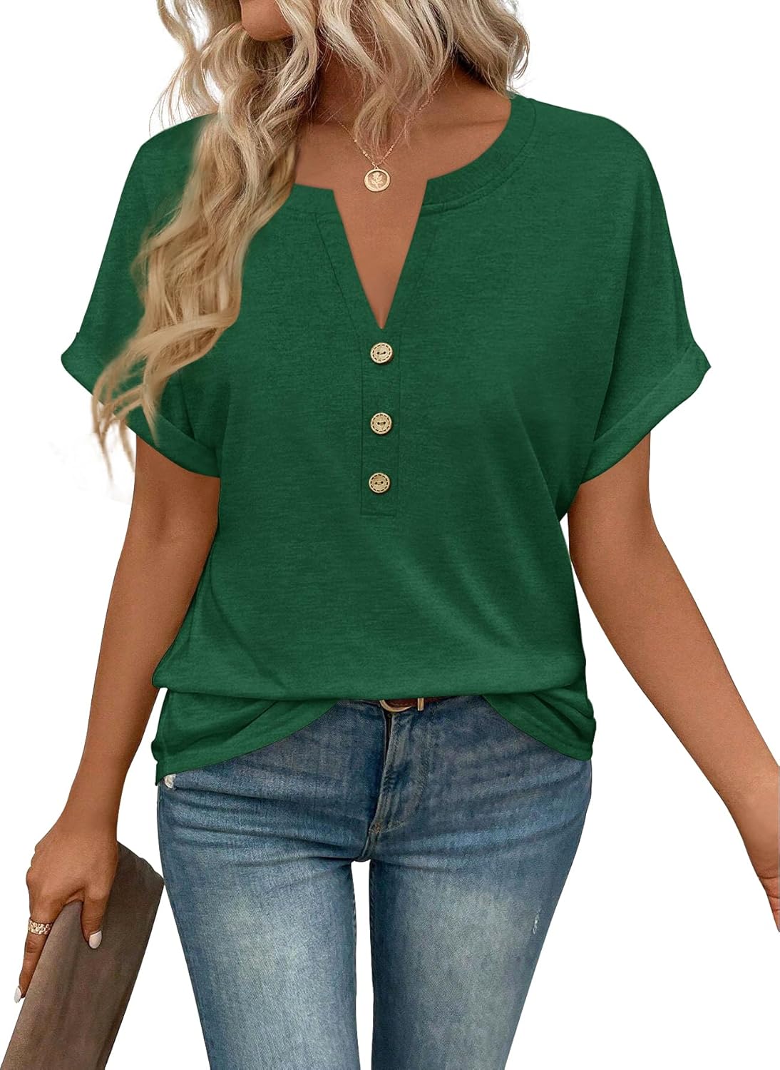 Womens Summer Tops Spring Short Sleeve V Neck True Classic T Shirt Casual Cute Fash...