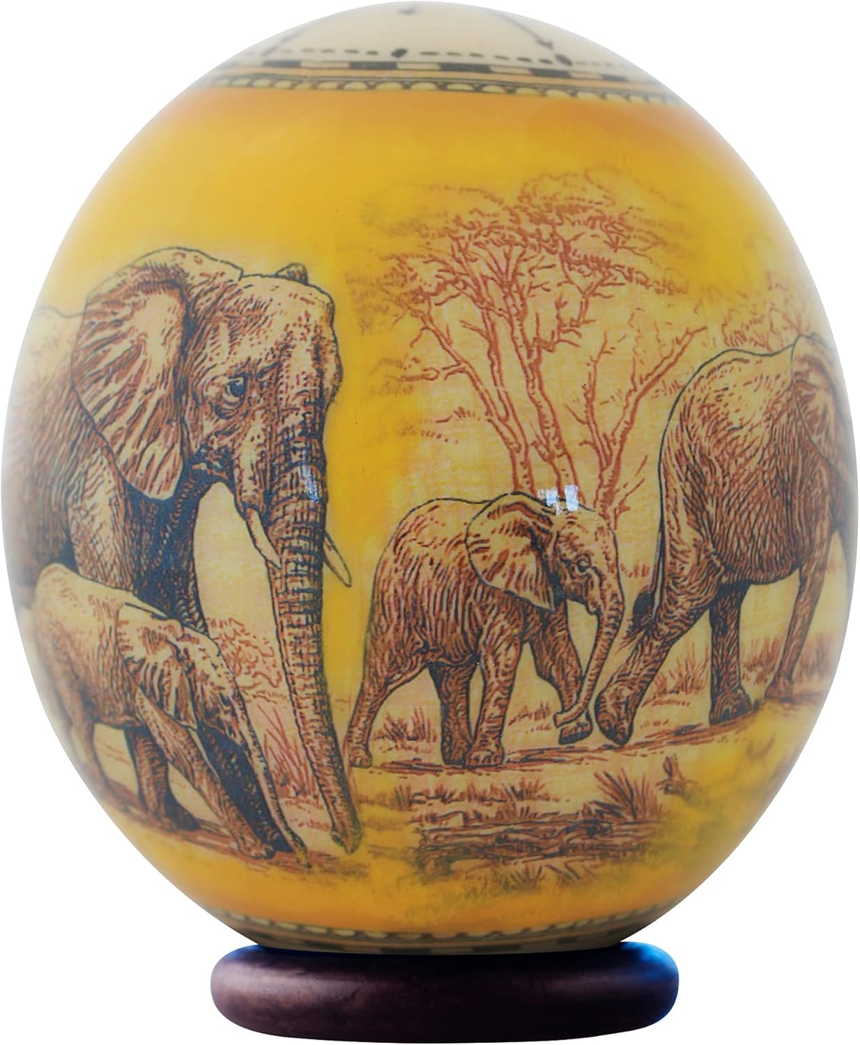 Decoupage elephant ostrich egg