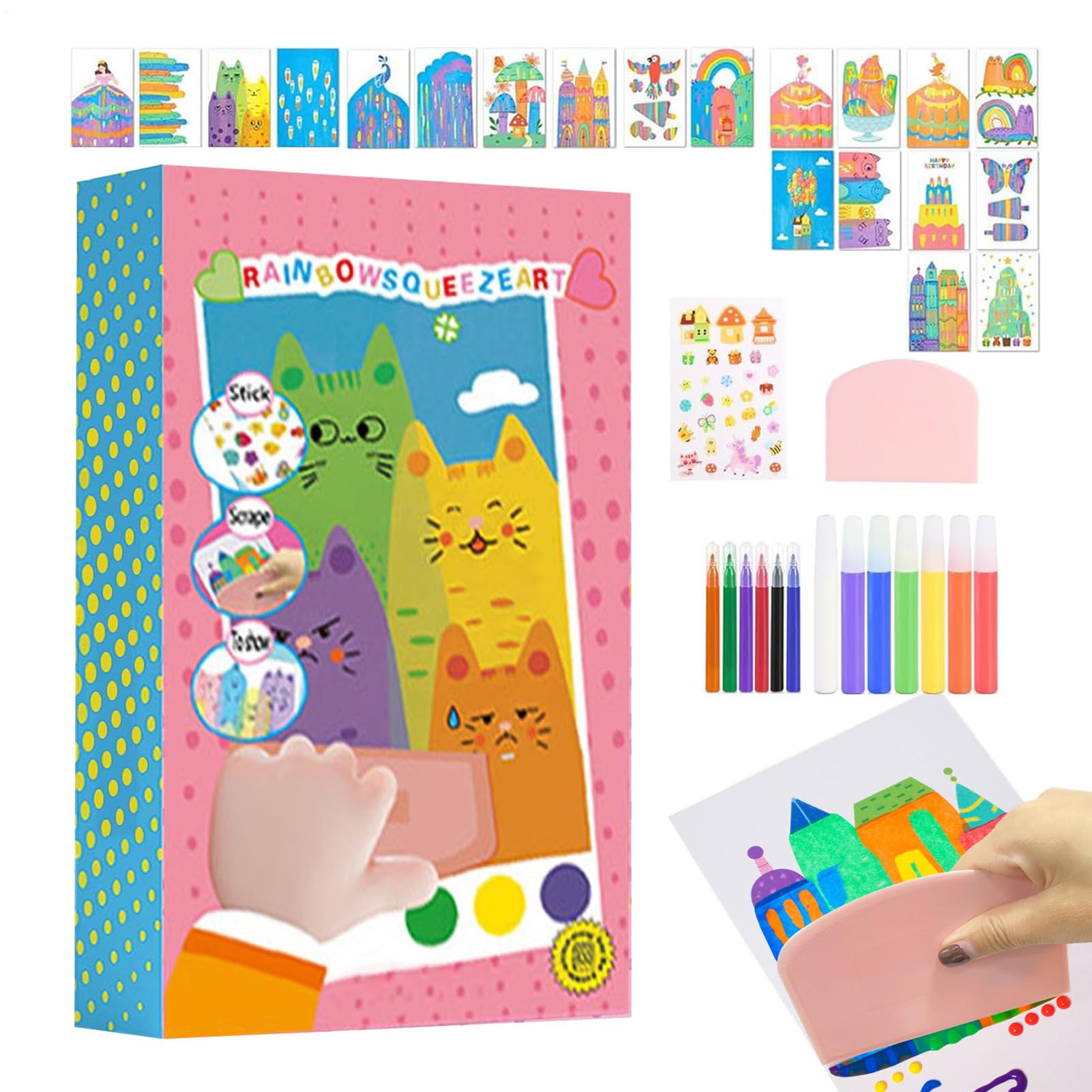 Kit de pintura para niños Squeregee Art, Rainbow Squeegee Paper - Arte de arcoiris imaginativo educativo | Kits de artesanía, dibujo para niños