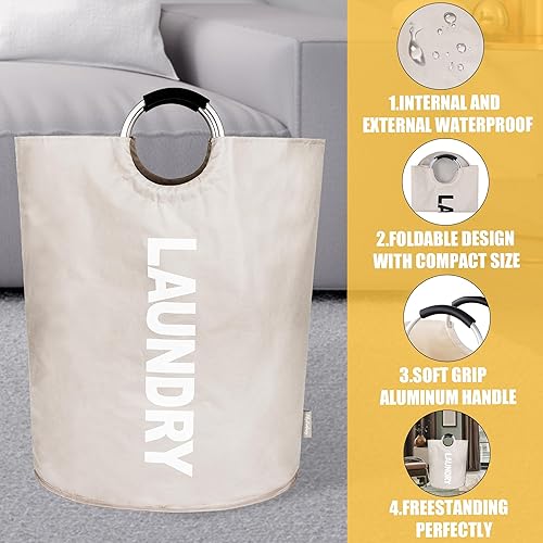 Miniatura 3 de Lilyfantasy Cestas para la ropa sucia extra grandes de 160 litros, cesta de lavandería con asas acolchadas, cesta alta para la ropa sucia de pie,