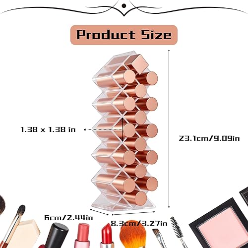Miniatura 2 de Soporte para lápiz labial en 16 espacios con forma de pez, organizador de brillo de labios cosmético para encimera, acrílico transparente, estante