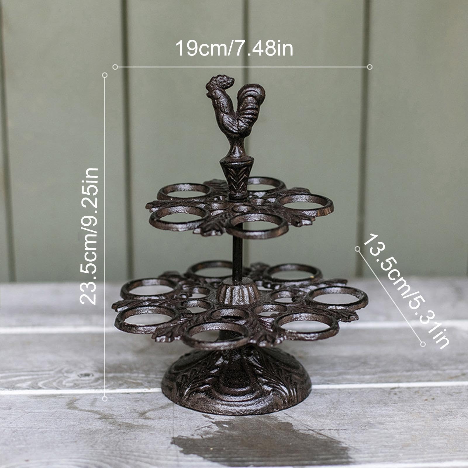 Recipiente metálico para huevos de 2 niveles, soporte vintage para cocina