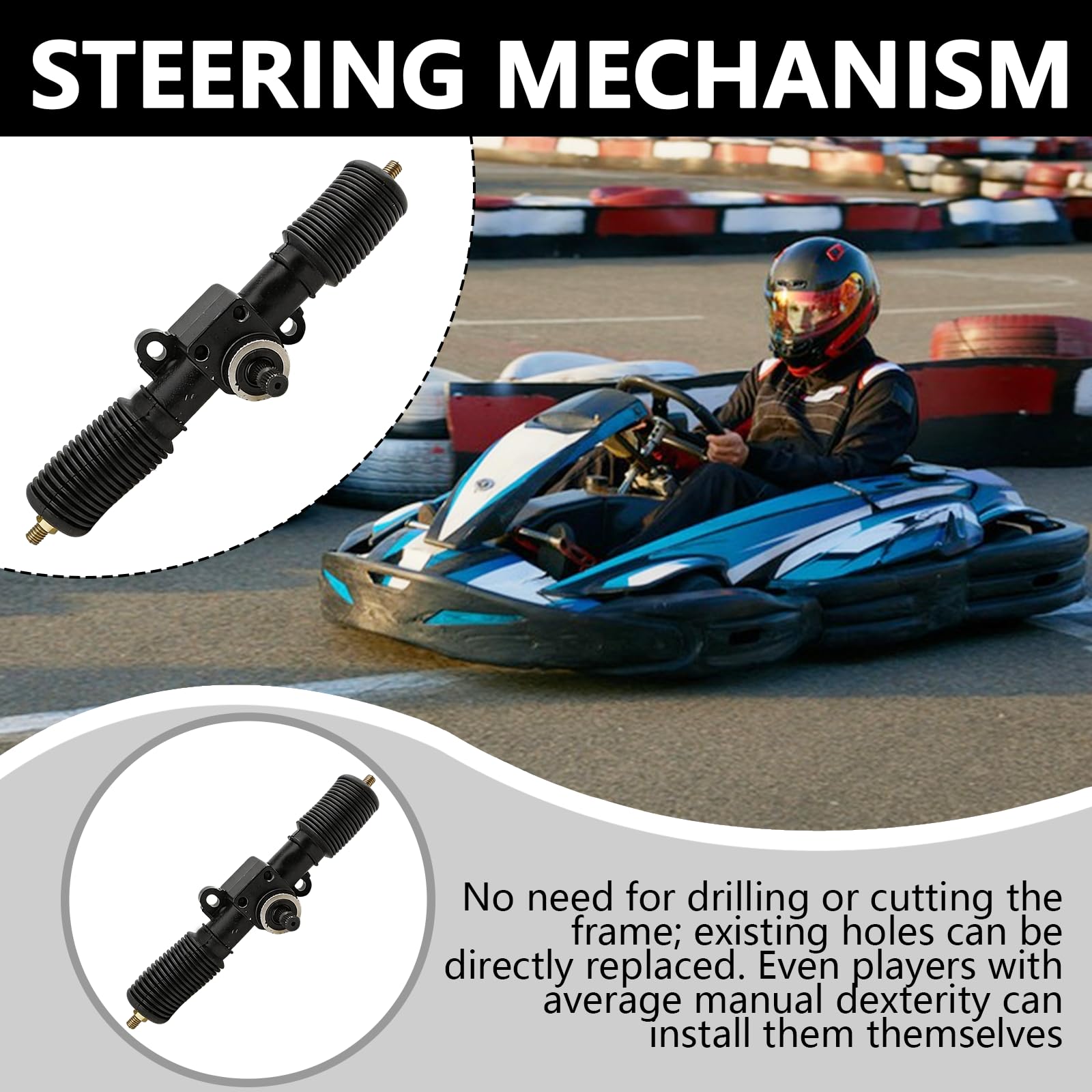 Set di Cremagliera e Pignone Sterzo 30T, 325 mm Cremagliera del Servosterzo Attrezzature per Go Kart, Lega di Alta Servosterzo e Unità Pignone Gruppo Scatola dello Sterzo per ATV UTV a Fai da Te