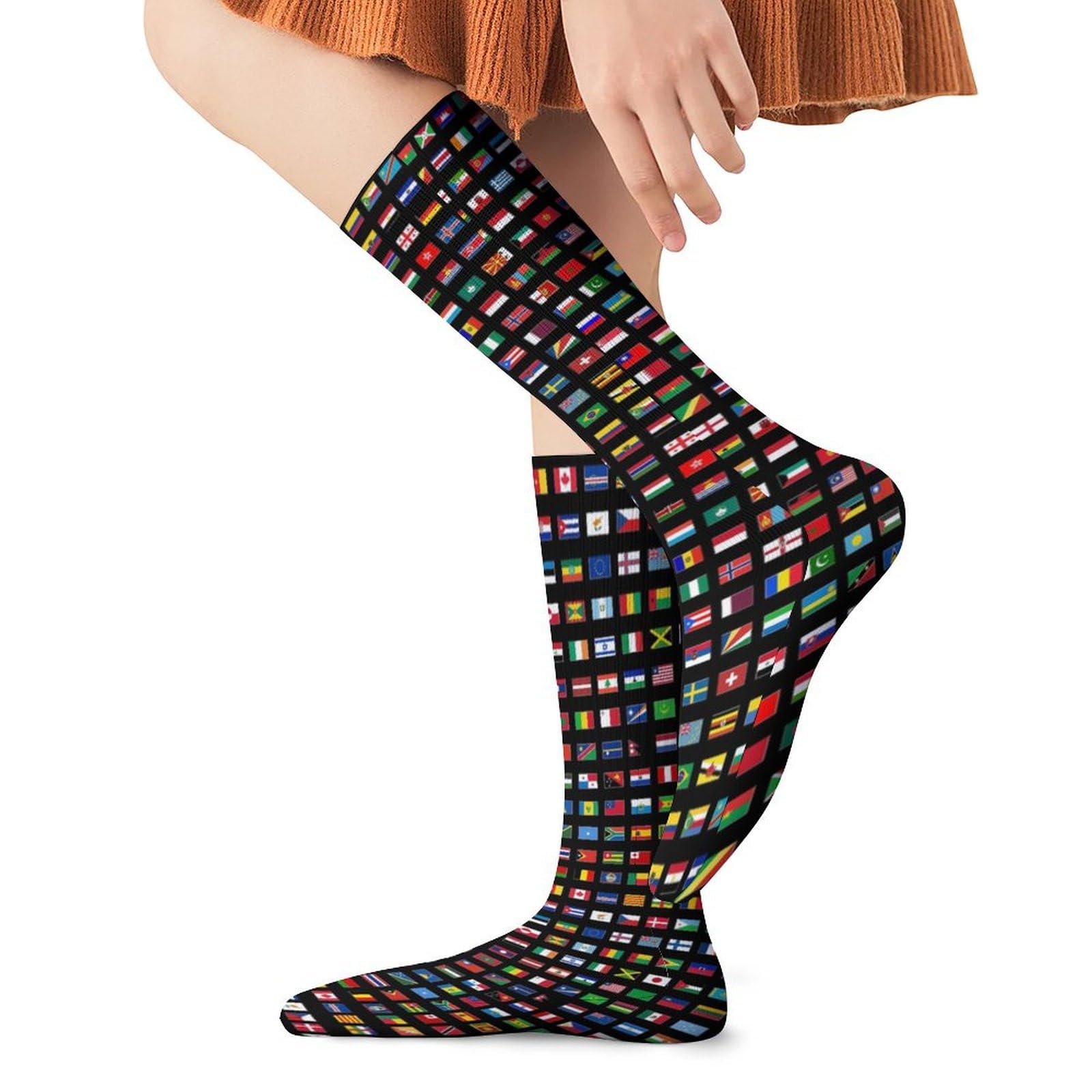 Calcetines de banderas del mundo para mujeres y hombres, suaves, transpirables, novedosos, calcetines atléticos, divertidos calcetines de vestir locos