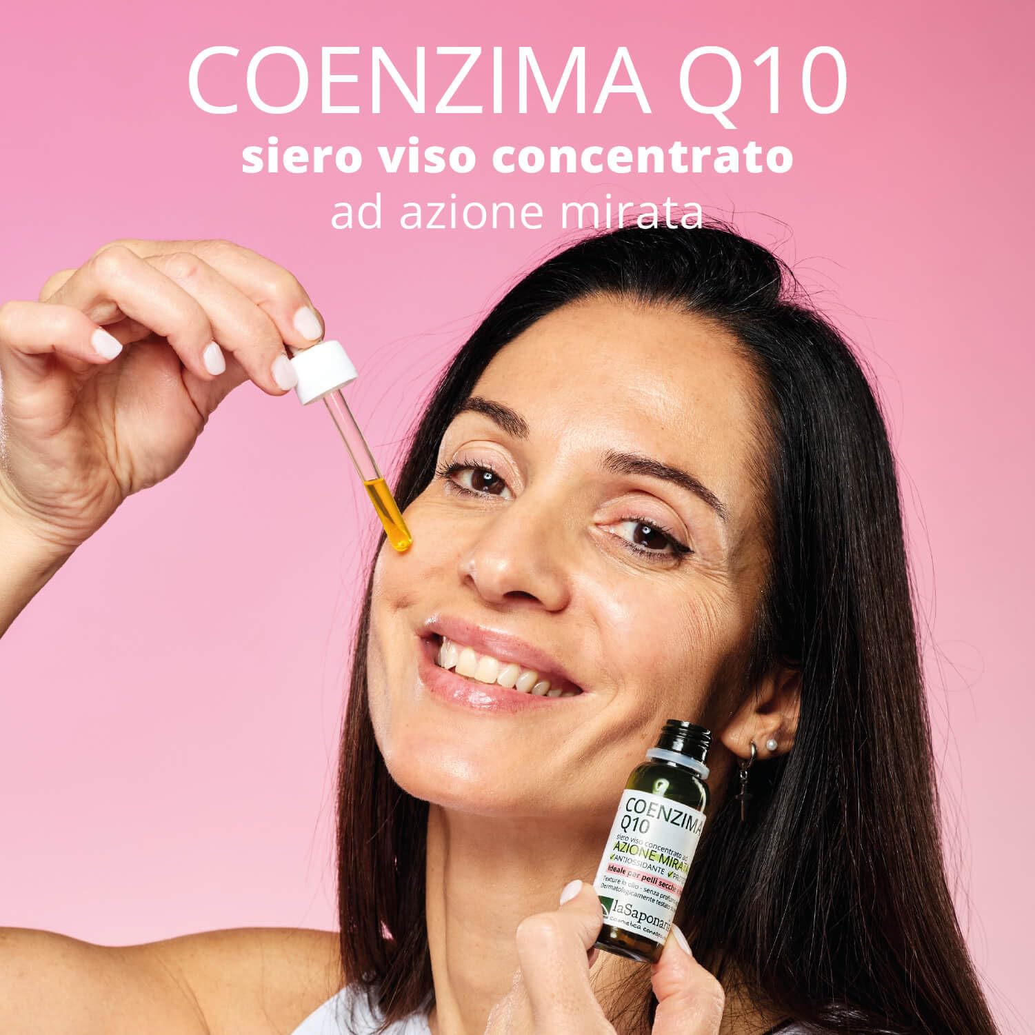 La Saponaria | Siero Viso Coenzima Q10, Idratante, protettivo e antiossidantee, Biologico, Ideali per pelli secche, mature e stanche, 30 ml