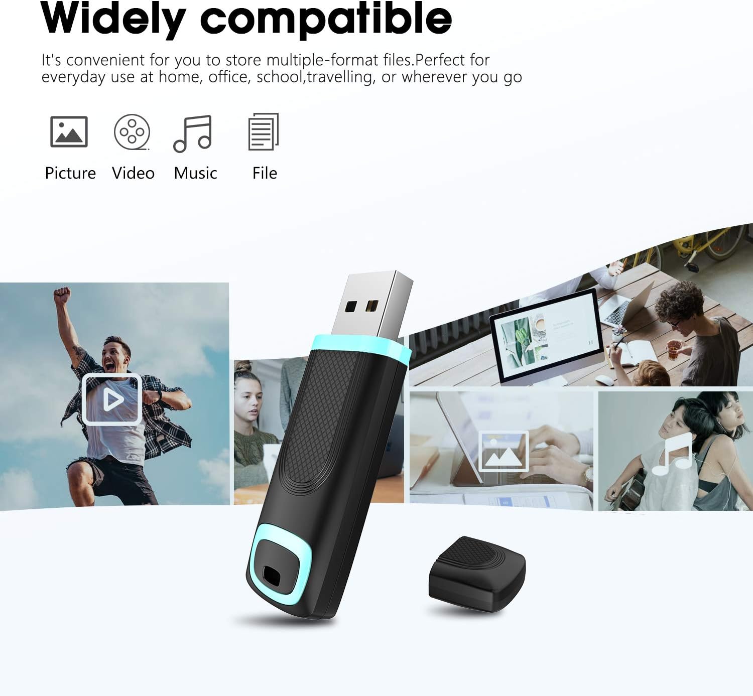 RAOYI 32GB USB 3.0 Flash Drive Thumb Drive USB 3.0 Memory Stick Single 32GB USB Key Zip Drive USB Drive (32G, Cyan) - Image 2