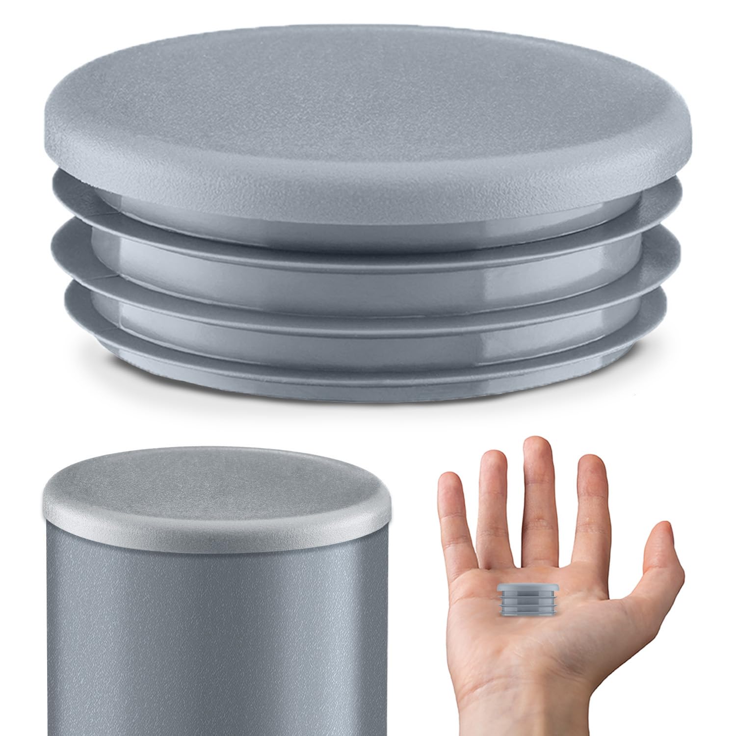 Tappi Alettati Tondi 32mm - Grigio, 5 Pezzi, Per Tubi, Protezione Estremità - Foto 9