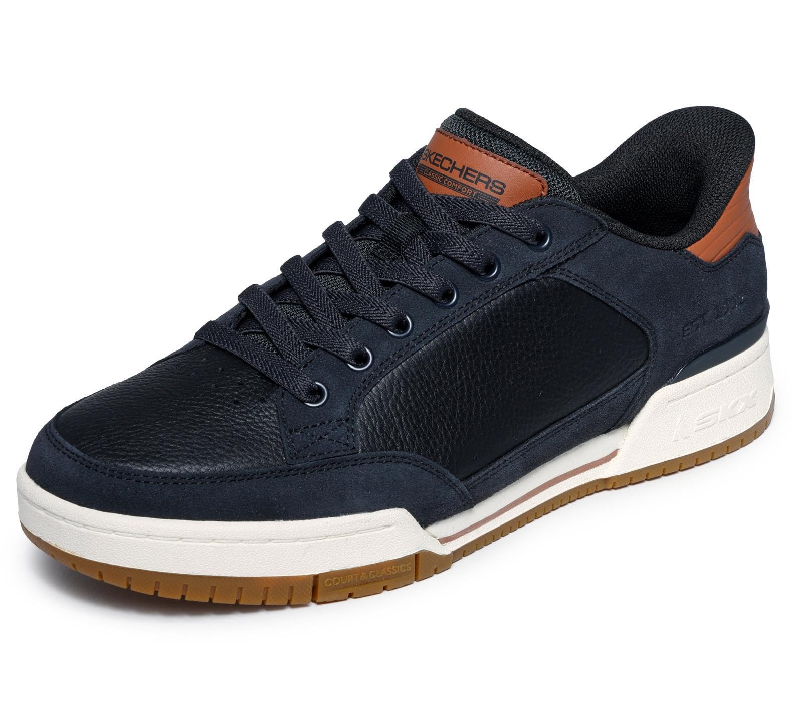 Skechers Men's Recoil Persius Slip-in Trainers, Black Pig Suede/Leather/Brown Pu, 10.5 UK