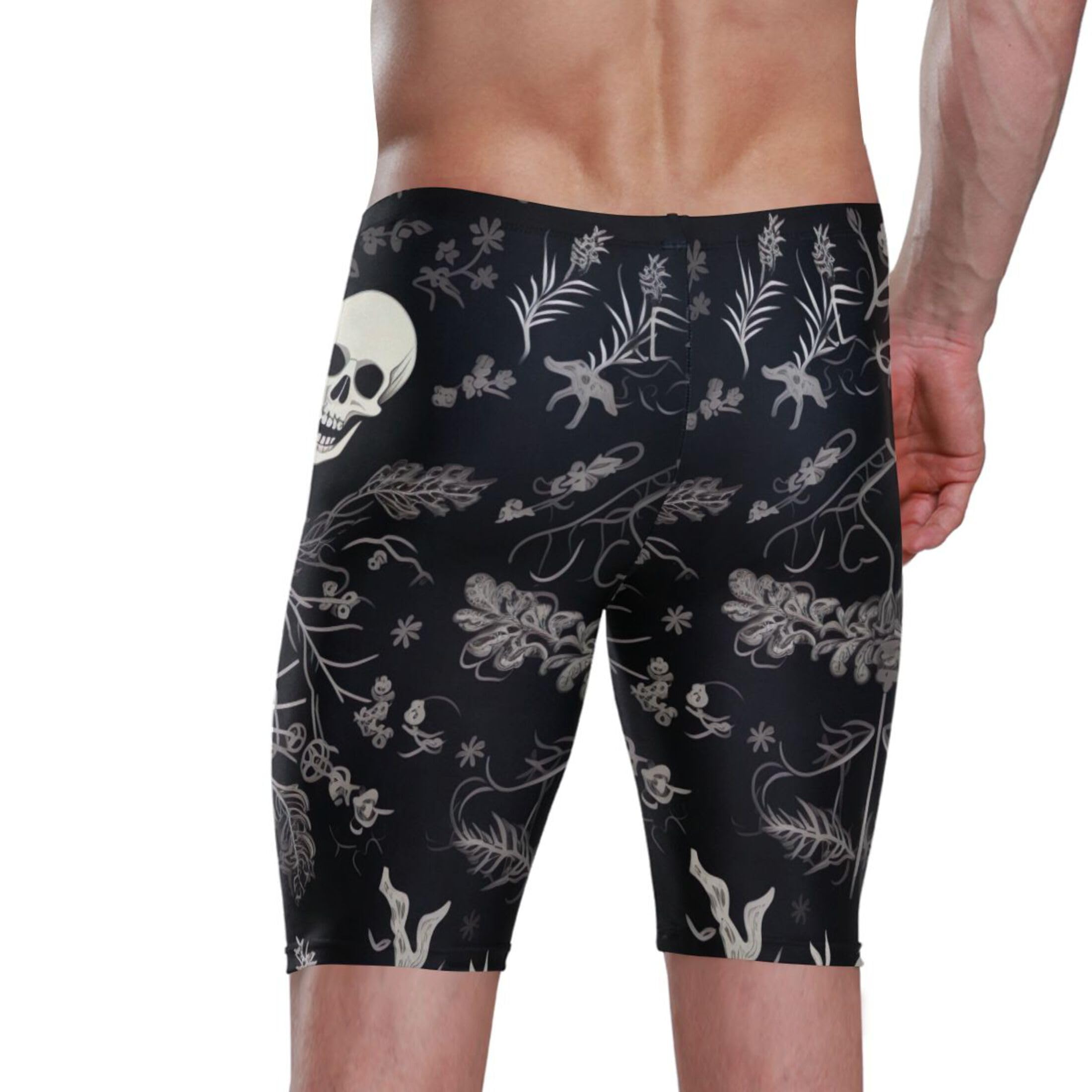UMIRIKO Sugar Skull Skeleton Gothic Flowers Swim Jammers for Men Athletic Durable S B0400600