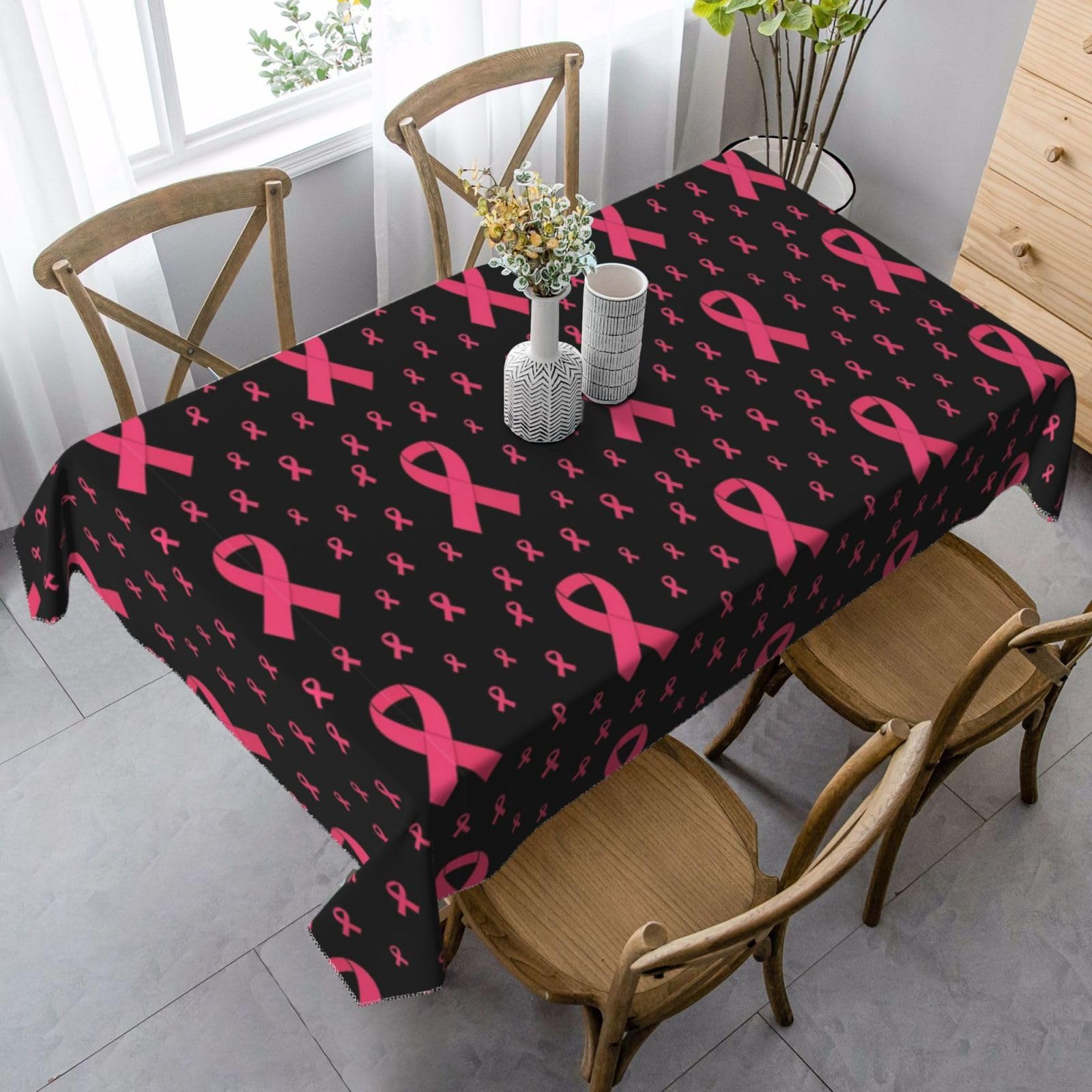 Nappe Rubans Noirs Facile d'entretien 137x183 cm pour Table Tachetée ou Salle À Manger Resto