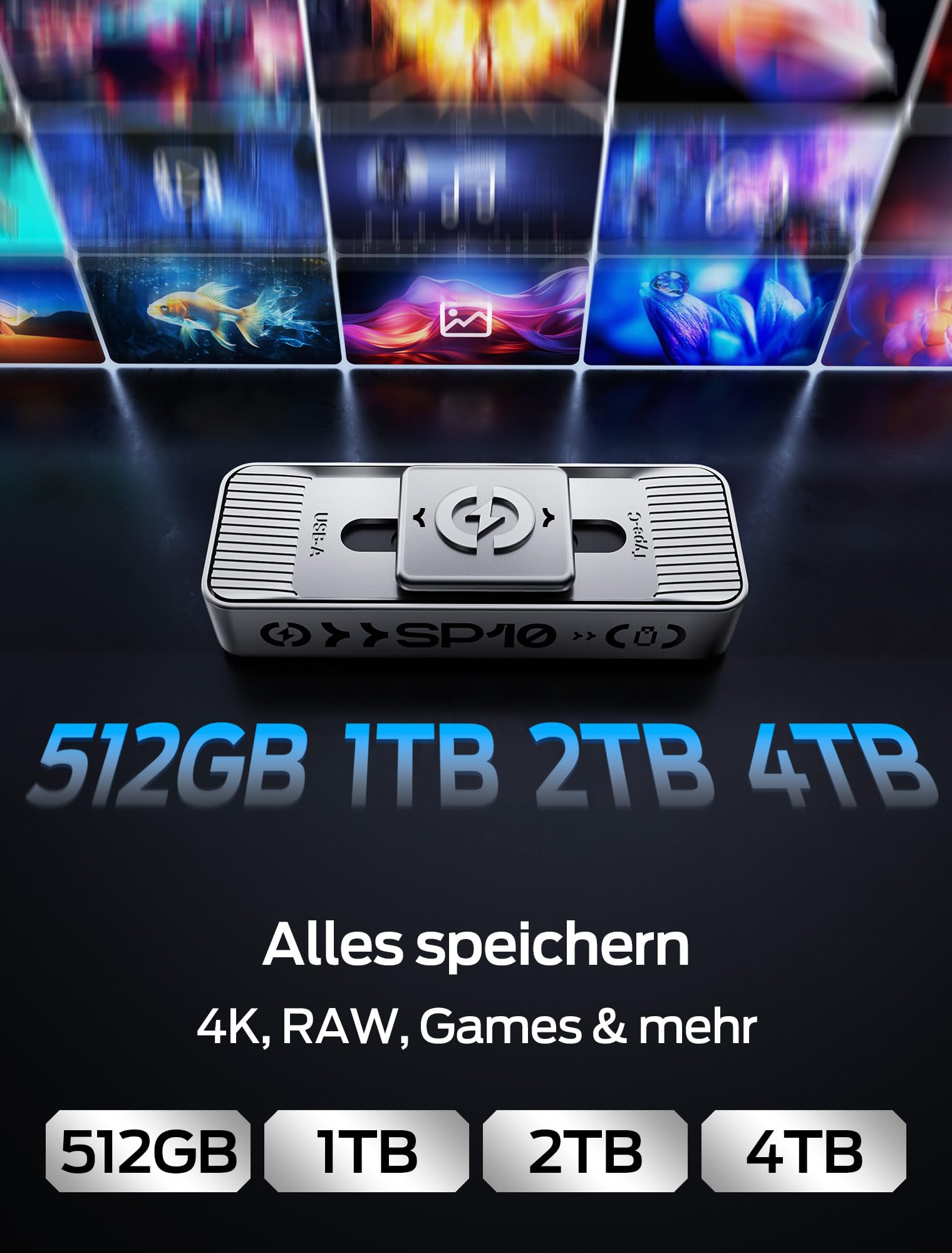 MOVE SPEED Externe SSD 512GB, Upgrade 1050MB/s Externe Festplatte mit USB-C & USB-A Dual-Anschluss, USB 3.2 Gen 2 PSSD Schiebe-Design für iPhone 17/16/15 Pro, Samsung, Android, Mac, PC, PS5