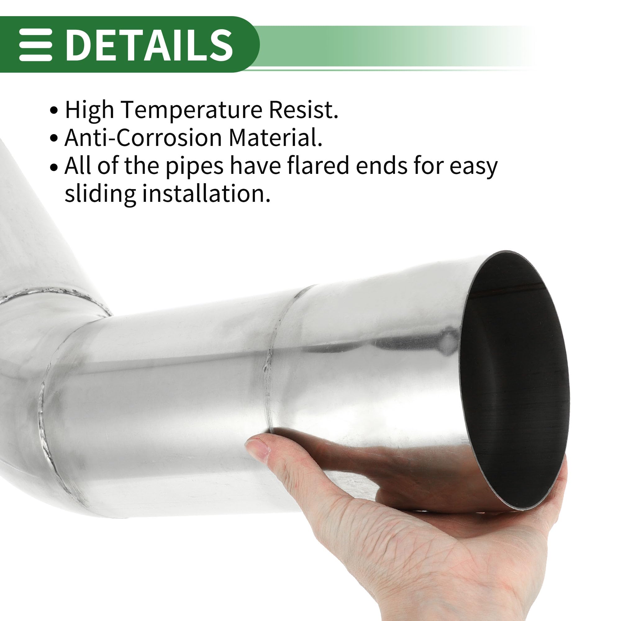 Motoforti Tubo Scarico Mandrino 45 Gradi 1 Pc Acciaio Inossidabile T304 | Tono Argento 5" OD 11.81" Lunghezza Gamba 300mm Fai Da Te Per Auto Taglio E Saldatura Disponibili Resistente Al Calore