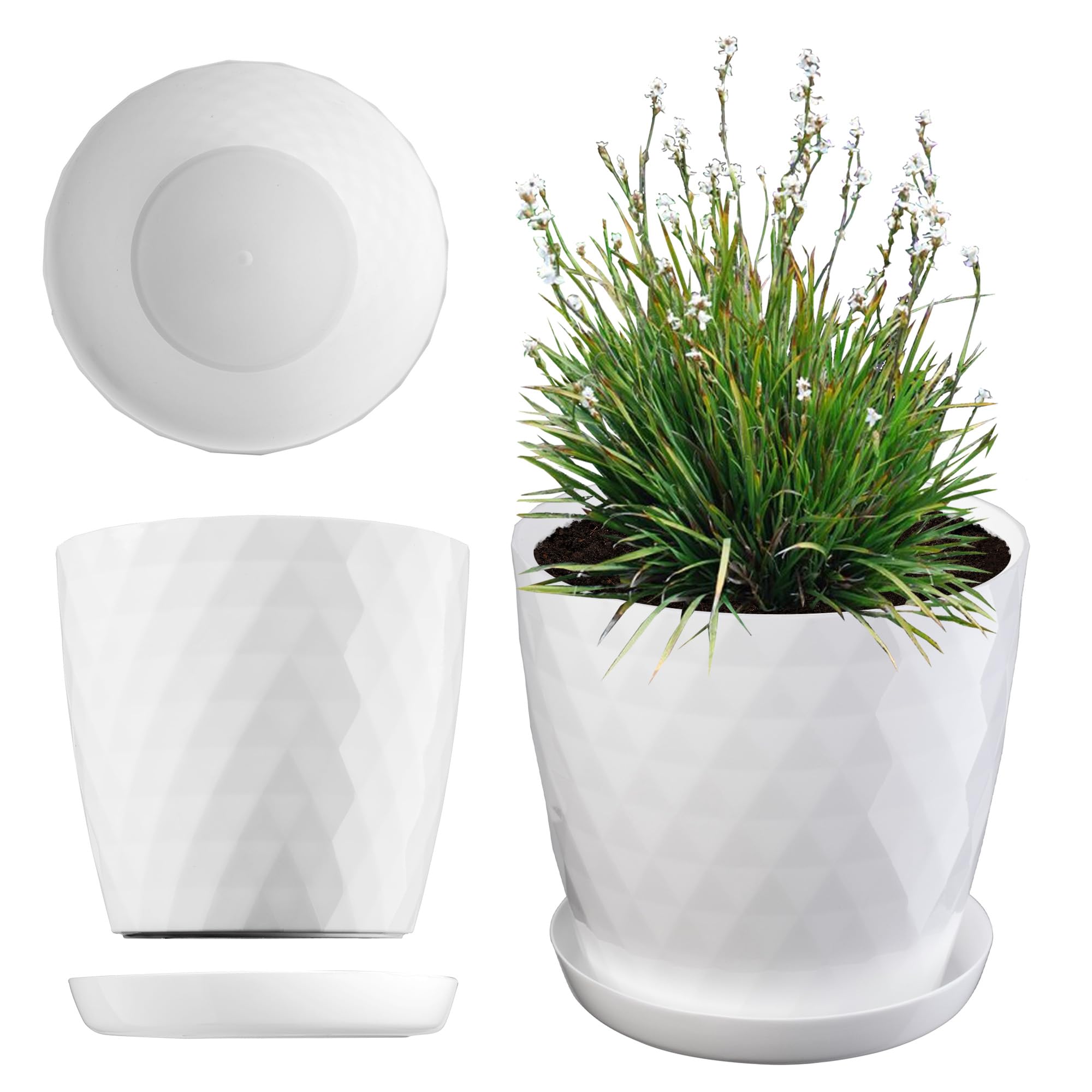 KADAX Maceta para Flores, Maceta con Base, Maceta de plástico para Interior, Macetero Redondo, Maceta Decorativa, Maceta Moderna Interior, 12 cm, Morado — view 13