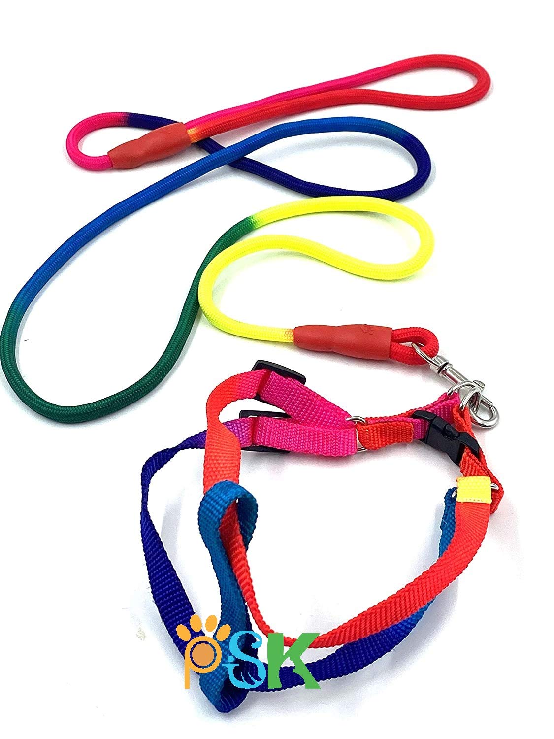 PSK PET MART Rainbow Adjustable Harness with Leash Heavy Hook for Medium & Large Breed Dogs and Puppies (Multi-Color) (B08W3J9Q53) Amazon Price History, Amazon Price Tracker