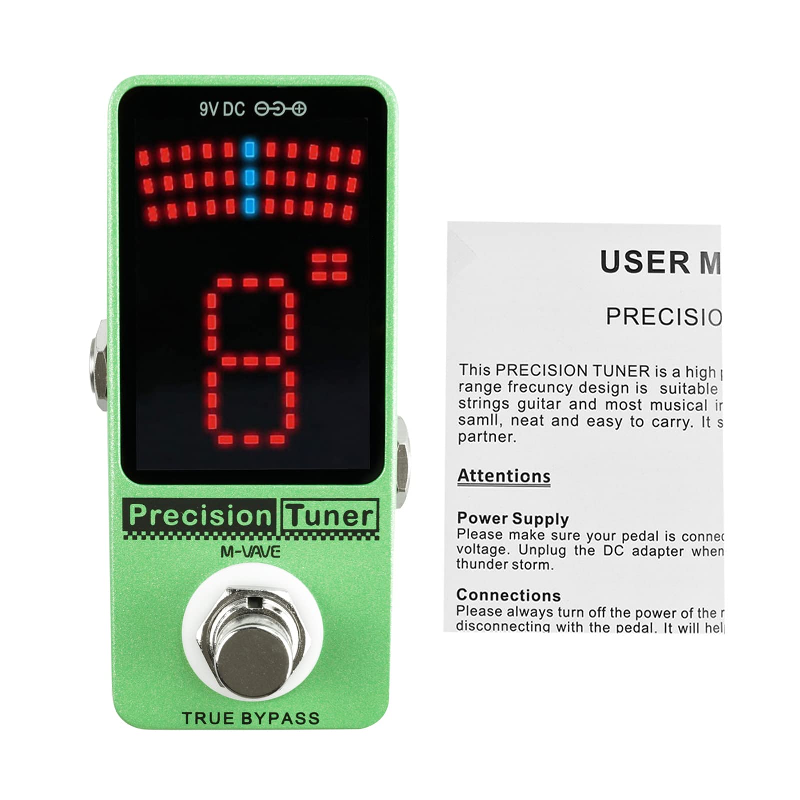 Sintonizzatore,Accordatore a pedale,Display a LED a pedale sintonizzatore di precisione con True Bypass per Chitarra Bassa cromatica