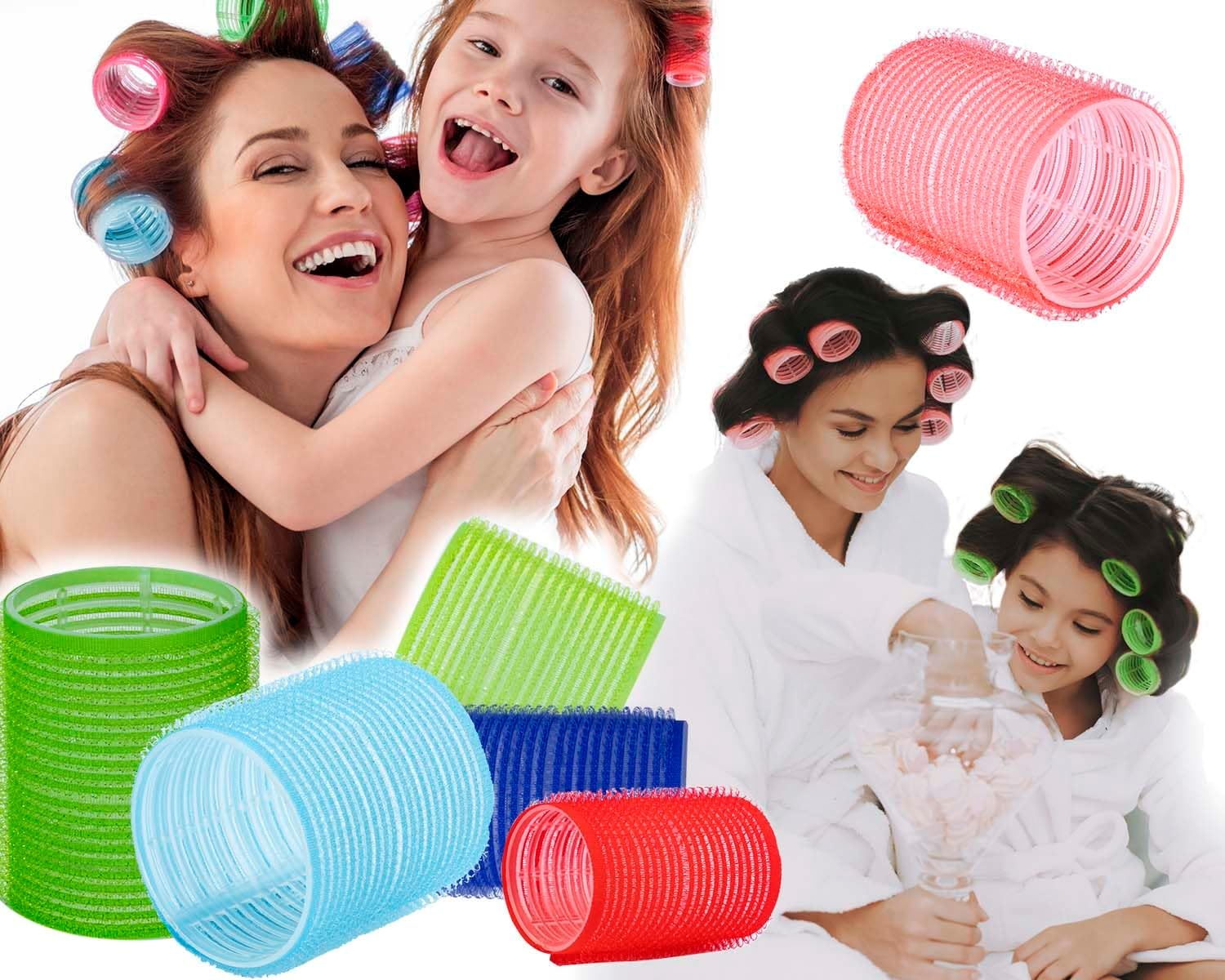 12 x Stahlia® haarkrullers, grote krullen, Ø 36 mm, rood, set van 12