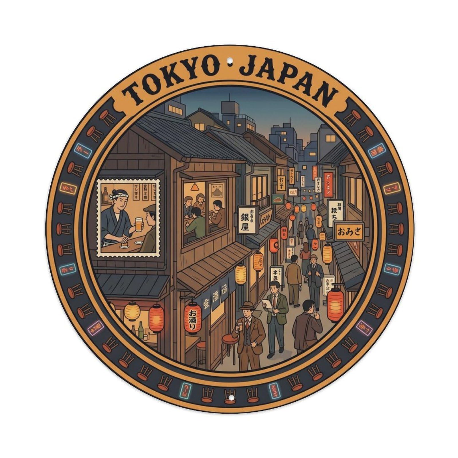 Tokyo Shinjuku Lantern Alley Culture Travel Metal Tin Sign