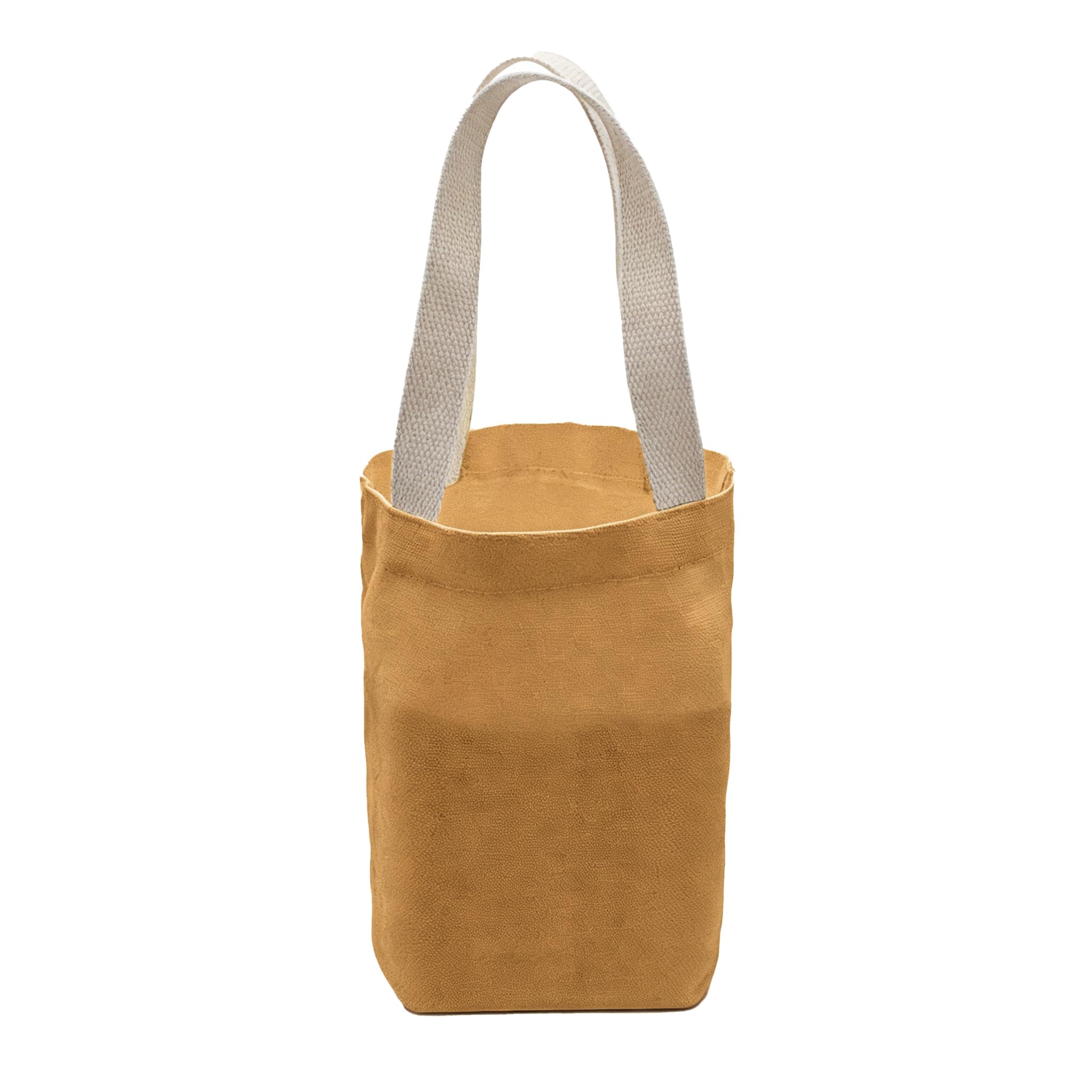 AfitLulu Mini Canvas Tote Bag, Cute Small Reusable Aesthetic Tote Bag for Women with Handle for DIY Art, Gift Bag for Wedding, Party, Birthday,19x9.5x9.5 cm (Brown)