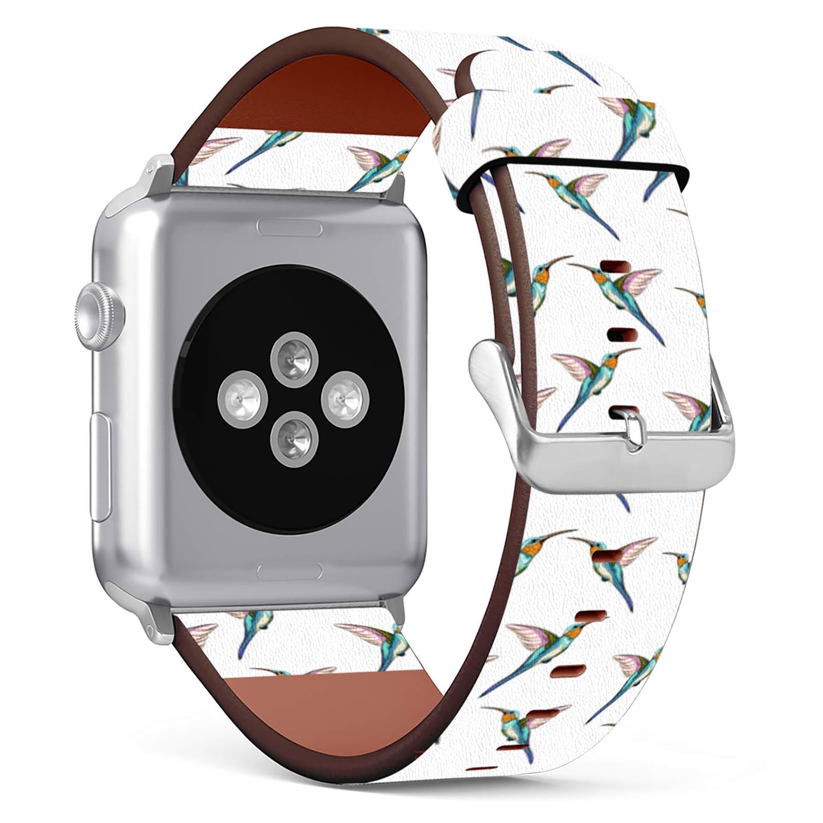 Mingdao Compatible with Apple Watch Series 10 9 8 7 6 5 4 3 2 1 SE Uitra 1/2 Stylish PU Leather Band Replacement Strap, Birds MP5643