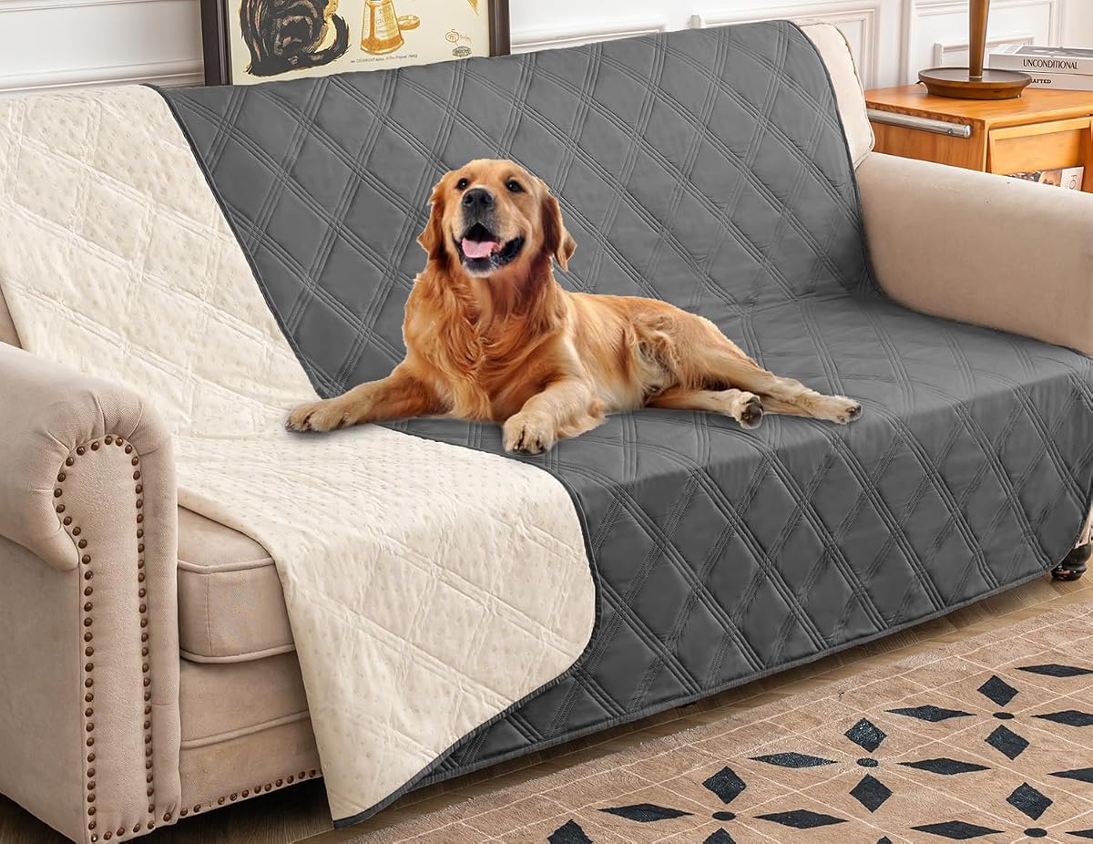 Ameritex Waterproof Dog Bed Cover Pet Blanket with Anti-Slip Back | Washable Pet Blankets, Non-slip Furniture Protector for Dogs Cats Sofa Couch Cover for Dogs (52x82 Inches, Darkgrey)