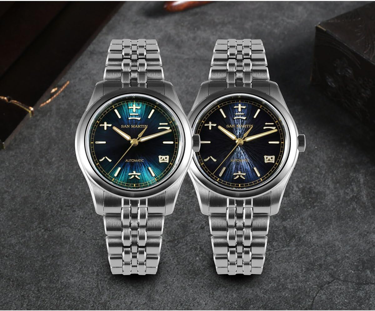 San Martin 39mm SN0144 Chinese Style Sunburst Dial Men Dress Watch 90S5 Automatic Diving Watch