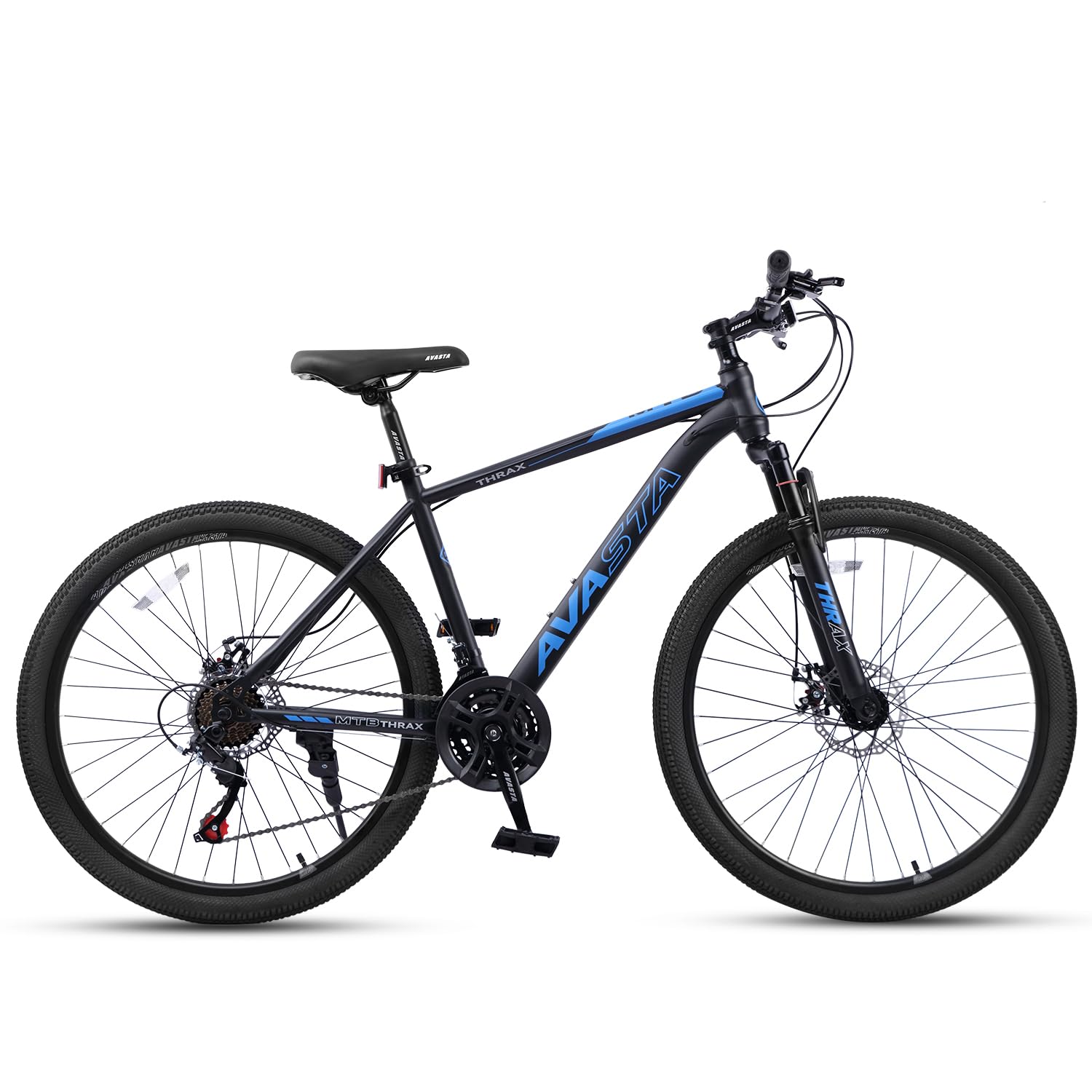 AVASTA 26/27,5-Zoll-Mountainbike für Männer und Frauen, Erwachsene, mit hochfestem Stahlrahmen und Doppelscheibenbremsen, Vorderradfederung, 21-Gang-Schaltung, verdeckten Bremszügen