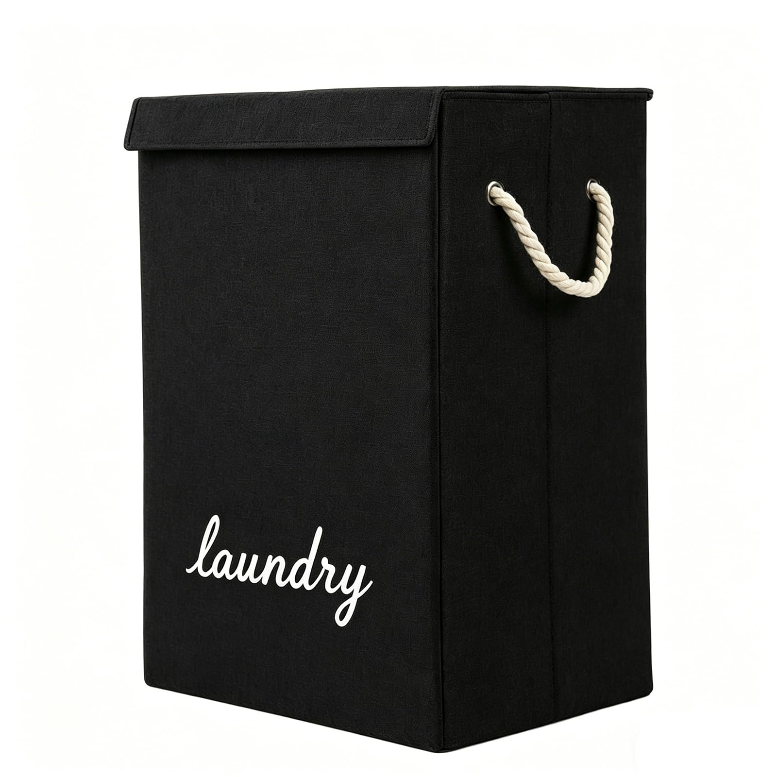 72L Black Laundry Basket with Lid, Tall Fabric Washing Basket with Handles, Large Laundry Hamper, Collapsible Clothes Bin for Laundry Storage, Laundry Room,Bedroom,Bathroom,Dorm