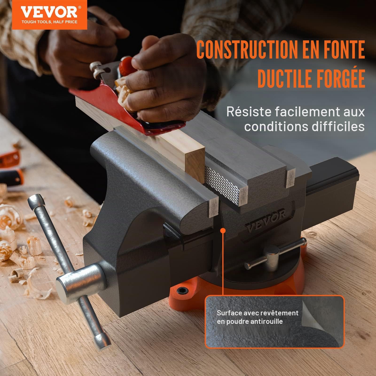 VEVOR Étau Établi Polyvalent Largeur Mâchoire 16,7 cm Étau Atelier Enclume Fonte Ductile Ouverture & BGS 3045 | Mors de protection pour étau | aluminium | largeur 150 mm | 2 pièces
