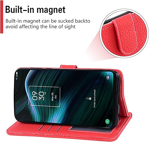 Miniatura 3 de Asuwish Funda de teléfono para TCL Stylus 5G 2022 con protector de pantalla de vidrio templado y patrón de lichi funda de cartera, soporte de ranura