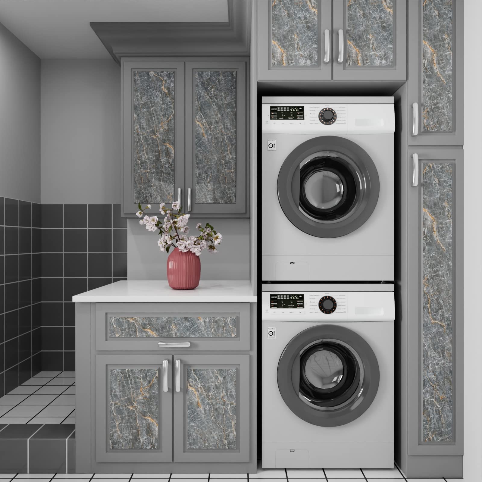 Yenhome Papel Tapiz Autoadhesivo Marmol Gris para Baño 76×300cm Vinilo Adhesivo Muebles Papel Adhesivo Marmol Gris Encimera Cocina Vinilico Pared Cocina Comedor Puerta Gabinete Mesa Impermeable