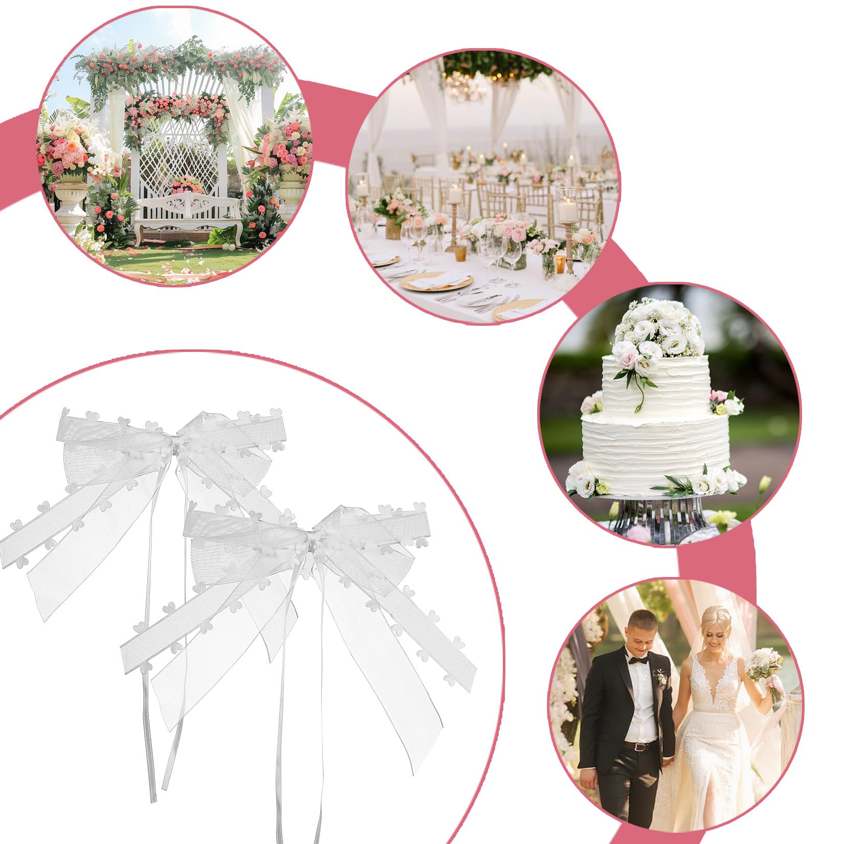 Fiocco Gigante Bianco 76 Cm Per Auto Matrimonio – Con Ventose E Nastro Biadesivo, Ideale Per Compleanni E Regali