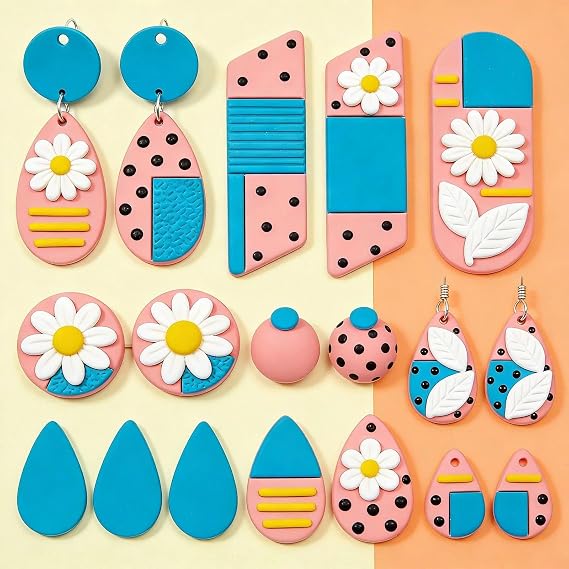 Polymer Clay Cutters, 8 Pcs Round Clay Cutters Circle Shape Cutters Indentation Punch Tools Polymer Clay Earrings Kit Cylinder for Jewelry Earrings Making