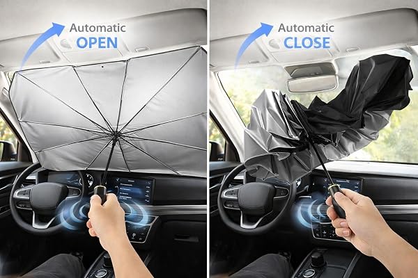 Ombrello Parasole Pieghevole per Parabrezza Auto Schermo Interno Anti UV per Automobile Copriparabrezza Universale Proteggi Cruscotto dal Sole - 5
