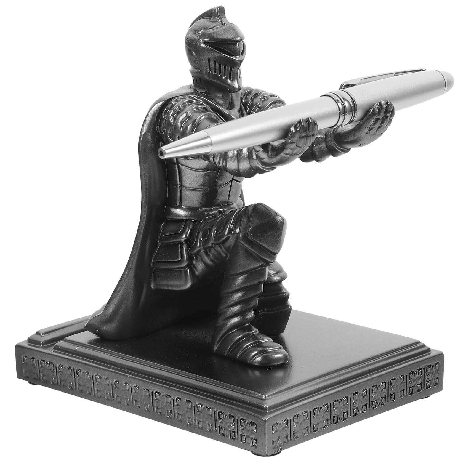 INOOMP Eleganter aus Kunstharz und Edelstahl Damen Stifthalter Knight mit Vielseitiger Aufbewahrung und Einfacher Reinigung als Einzigartige Desktop Dekoration für Schreibtisch