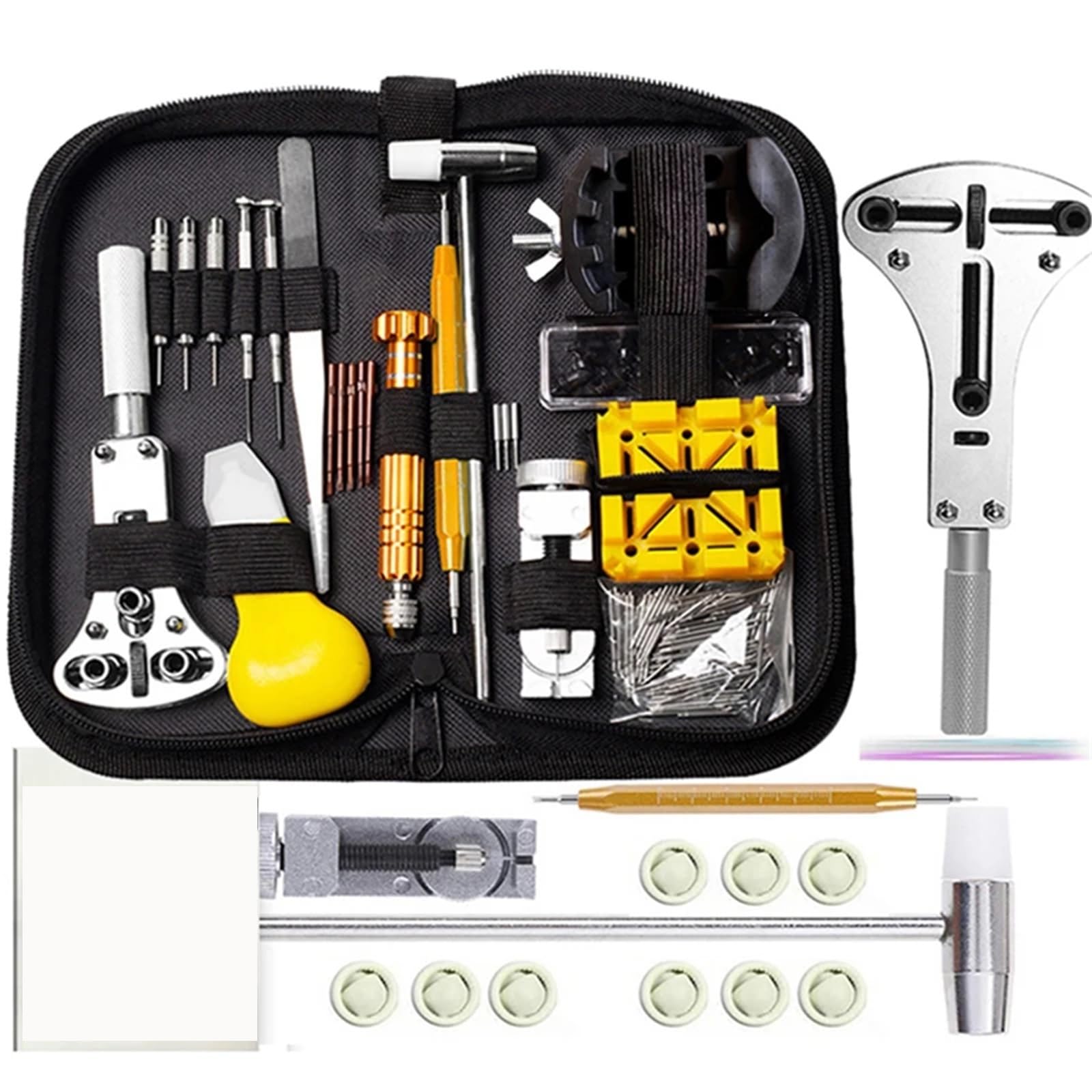 Uhrenreparaturset 158PCS Uhr Reparatur Tools Kit Uhr Uhrmacher Link Pin Auflösen Gehäuse Set Opener Frühling Bar Remover Batterie Ersatz Für Uhrenreparaturen