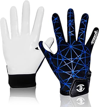 Football Receiver Gloves for Kids - Non-Slip Silicone Grip & Breathable Lycra Back for Enhanced Ball Control, Durable Rugby Training Gloves for Boys and Girls