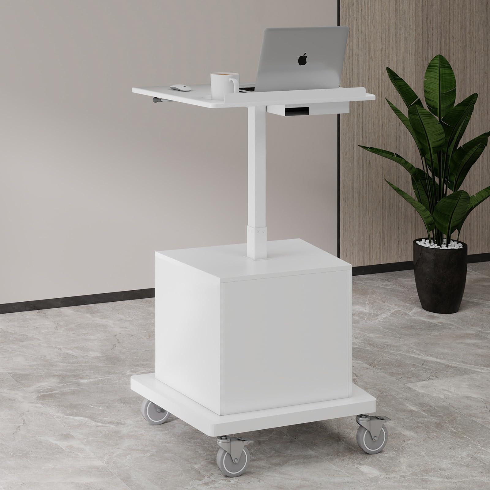 Natwind Mobile Workstation, Rolling Laptop Cart with Large Surface & Pneumatic Height Adjustable Design, for Medical Hospital Clinics, Office