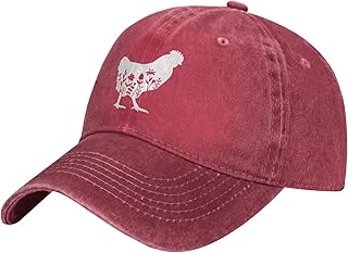 Women's Floral Chicken Hat for Men Women, Adjustable Vintage Distressed Washed Baseball Cap for Farmer