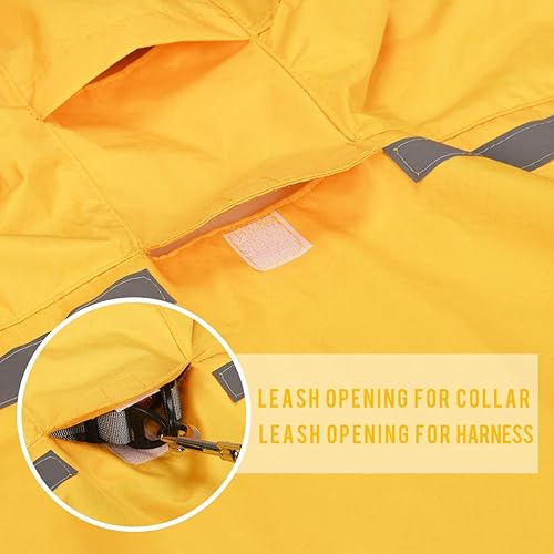 Miniatura 4 de Impermeable para perro con correa ajustable para el vientre y agujero para la correa, sudadera con capucha con tira reflectante, impermeable,
