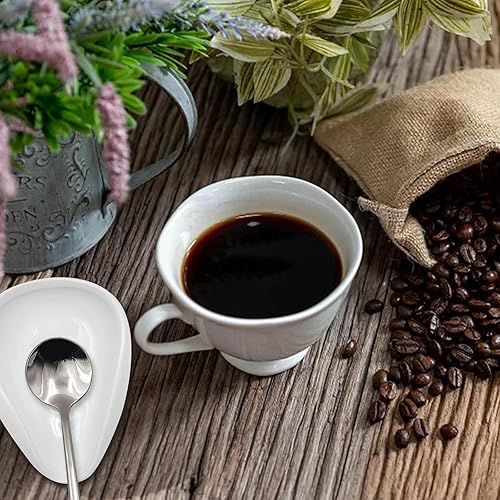 Miniatura 5 de KWAGOCAR 4 piezas de soporte para cucharas de café y cuchara de café de cerámica, soporte para cucharas de café, soporte para agitadores de café,