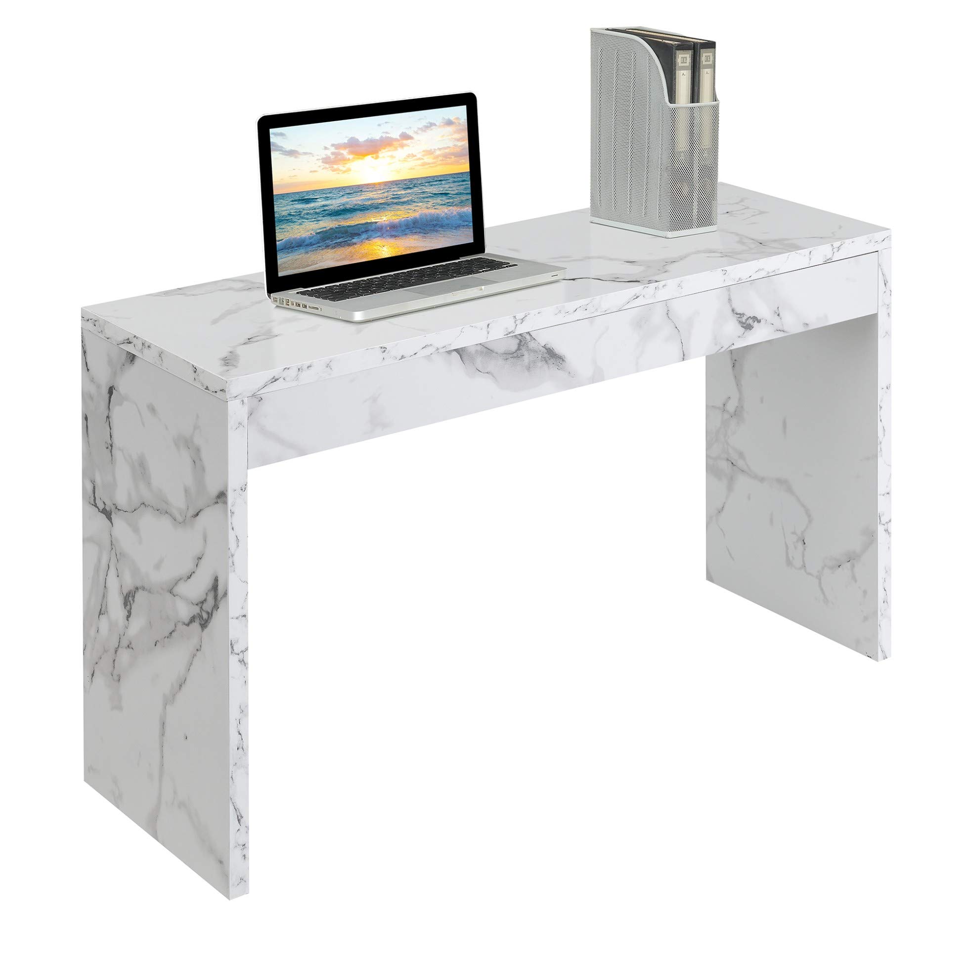 Convenience Concepts Northfield Hall Console Table, White Faux Marble