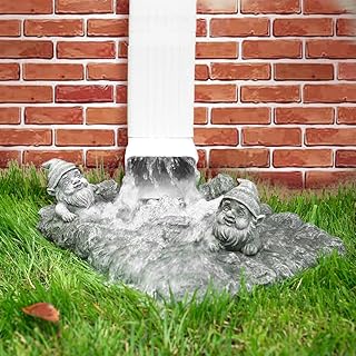 Gnome Splash Block, Gutter Guard for Autumn Garden Decoration Downspout Extensions, Outdoor Statue Extender for Farmhouse, Resin Diverter for Winter, Halloween, Thanksgiving, Christmas Decor.